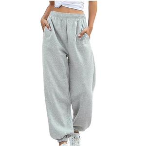 Pantalon d'hiver ample pour femme, 100 % coton de haute qualité, en molleton épais respirant, à devant plat, taille haute avec cordon de serrage - Product Image 4