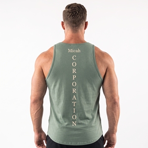 Y-Back Men's Sporty Gym Stringer Tank <b>Top</b> Deep Cut Muscle <b>Vest</b> Breathable Quick Dry Knitted Washed Sublimation Polyester/Cotton - Product Image 2