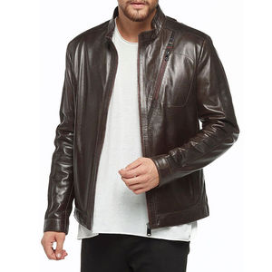 OEM 100% Genuine Cow <b>Leather</b> Brown Plus Size <b>Men</b> Winter Warm Breathable Flight Bomber Pilot <b>Jacket</b> Stand Waterproof Windproof - Product Image 4
