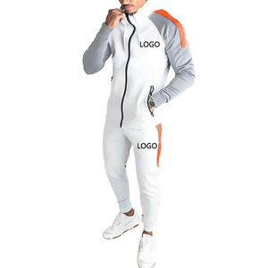 <b>Men's</b> <b>Navy</b> Blue Color Blocking Hooded Tracksuit Full Sleeve Zipper Sporty <b>Joggers</b> With Side Pockets Breathable Cotton Material - Product Image 2