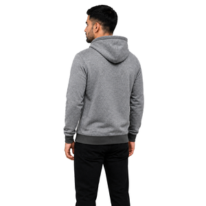 Sweat-shirt à capuche gris pour homme, couleur unie, style streetwear décontracté, logo frontal, en molleton tricoté, pour l'automne, 300g - Product Image 4