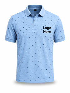 เสื้อเชิ้ตแขนสั้นสีฟ้าอ่อนสำหรับผู้ชาย ผ้าถักโพลีเอสเตอร์ผสมคอตตอน ระบายอากาศได้ดี สไตล์ลำลอง รับทำโลโก้ด้านหน้า บริการ OEM - Product Image 2