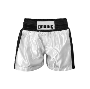 Shorts de boxe dernier cri pour unisexe, combinaison blanc et noir, légers, avec logo personnalisable - Product Image 5