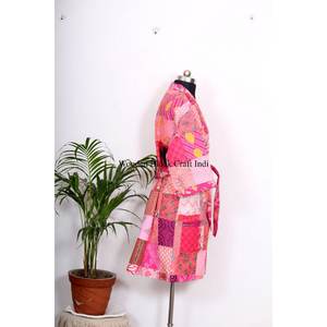 Handmade Silk Kantha Quilted Kimono kimono Unisex Plus Size Robe <b>Gift</b> <b>For</b> <b>Her</b> Patchwork Winter Robe Women Wear <b>Bath</b> Robe - Product Image 5