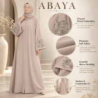 Robe Abaya élégante ornée de perles pour femmes avec manches larges, tissu doux, tenue islamique modeste |   Ensemble de tenue élégante pour occasions spéciales