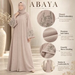 Elegante Vestido Abaya con Adornos de Perlas para Mujer, con Mangas Anchas, Tela Suave, Ropa Islámica Modesta |   Conjunto de Ropa Elegante para Ocasiones Especiales - Product Image 5