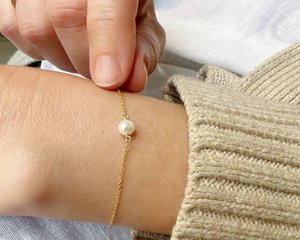 Dainty Gold Pearl <b>Bracelet</b> Single Piece Tiny Pearl Jewelry June Birthstone Elegant Handmade <b>Bracelet</b> for Women Gift - Product Image 6