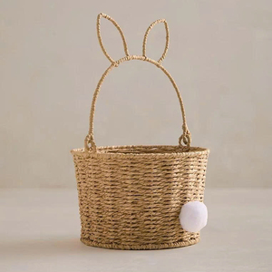 Panier élégant en papier tressé fait main pour Pâques, panier cadeau, panier de rangement, décoration décorative pour chambre d'enfant et maison, organisateur de jouets - Product Image 1