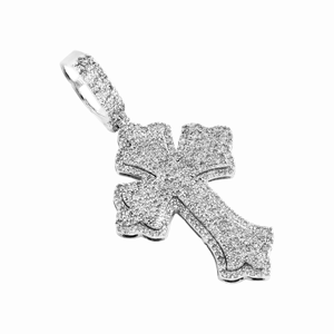 10K <b>Solid</b> White <b>Gold</b> Round Brilliant Cut Diamond Christian Men's Religious Cross Charm <b>Pendant</b> 1.80" 1 CT Hip-Hop Jewelry - Product Image 4