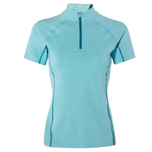 Chemise d'équitation professionnelle de luxe légère pour femme, décontractée, unie, avec logo brodé, fermeture éclair, séchage rapide, extensible - Product Image 1