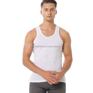 Wholesale Custom Men's Cotton <b>White</b> Workout Fitness Bodybuilding Undershirt Training String Singlet Gym Tank Top Button - Product Image 2