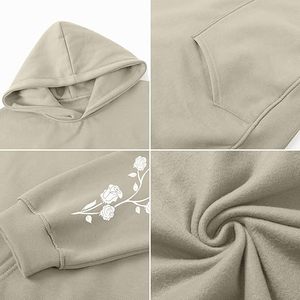 Sweat-shirt à capuche unisexe imprimé floral, coupe régulière, surdimensionné, en coton tricoté, décontracté, pour l'automne, avec poche, sweats à capuche personnalisés pour hommes - Product Image 3