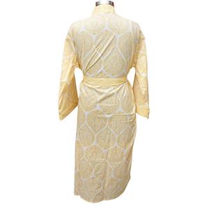 Robe Kimono en Coton Fait Main Indien, Col en V, Manches Longues, Fermeture à Ceinture, Imprimé Rayé, Douce et Respirante, Tenue Décontractée de Printemps pour Dormir - Product Image 6