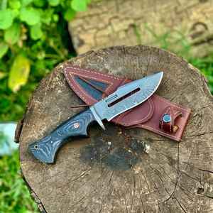 Cuchillos de Caza Hechos a Mano de Primera Calidad, Cuchillos de Supervivencia de Acero de Damasco con Hoja Fija para Campismo y Actividades al Aire Libre, con Funda de Cuero - Product Image 2