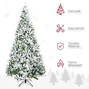 9ft Tall Unlit Snow Flocked Pine Artificial Christmas Tree with Realistic Green Branches - Product Image 6