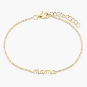 Mama Name Bracelets 14k Solid Gold Adjustable 6-7In Chain Link Dainty Lobster Clasp Minimalist Chunky Mother Day <b>Gifts</b> Wholesale - Product Image 3