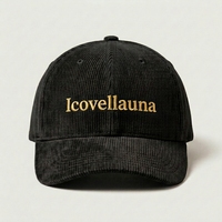 Casquette de baseball personnalisée à 6 panneaux en velours côtelé, broderie 3D en relief, ajustement réglable, style sportif vintage décontracté, en coton structuré, OEM, marque privée