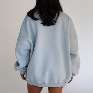 Custom Women's Letter Patch Embroidered Sweatshirt Oversized Turtleneck Lapel <b>Drop</b> Shoulder Pullover Manufacturer - Product Image 2