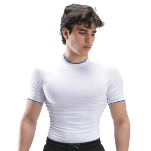 <b>Mens</b> Athletic Compression <b>White</b> <b>Shirt</b> Breathable Quick Dry Stretch <b>Short</b> <b>Sleeve</b> Workout Gym Training Sports Top Regular - Product Image 1