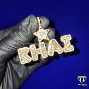 Luxury " STARR " Letter Necklace <b>Iced</b> <b>Out</b> Diamond Pendant Hip Hop <b>Chain</b> Jewelry - Product Image 2