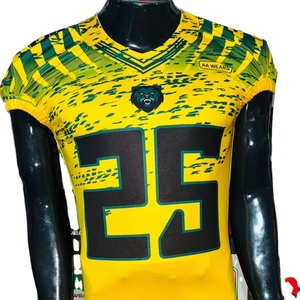 Jersey de fútbol americano bordado de talla grande transpirable estirable pantalones de sublimación de manga corta de fábrica Real de buena calidad - Product Image 1