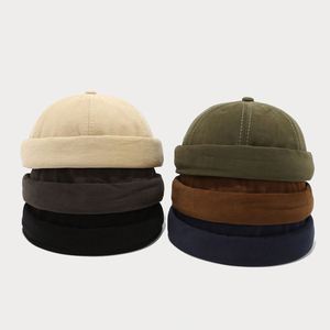 Gorra de Béisbol Estilo Japonés Retro Hip-Hop Yuppie, Color Sólido Vintage, Cierre Trasero con Hebilla Metálica, Sin Visera, Deportiva - Product Image 1