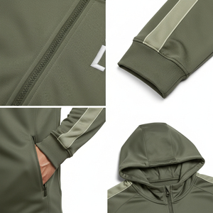 Custom 100% Polyester Zip Up Hoodie Regular Fit Sports Hoodie Quick Dry Breathable Front Logo Men Full Zip Hoodie - Product Image 6