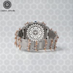Charm Jewells – montre mécanique de luxe pour hommes, en acier inoxydable, boîtier carré, cadran analogique de 40mm, verre, fermoir papillon, 10 bars, date automatique - Product Image 4