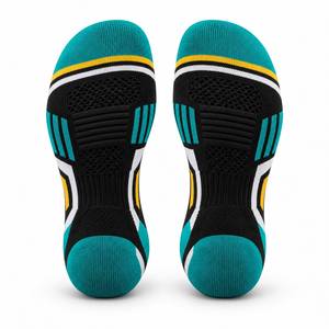 Athletic Crew <b>Socks</b> Men's Geometric Pattern Breathable Knitted <b>Sport</b> <b>Socks</b> Black Teal <b>White</b> Yellow Summer - Product Image 5