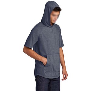 <b>Mens</b> Short Sleeve Hoodie Raglan Pullover <b>Hooded</b> Sweatshirt Kangaroo Pocket Navy Blue Casual Jersey <b>Top</b> - Product Image 3