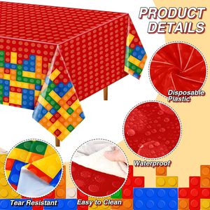 4 pièces de nappes colorées en forme de blocs de construction pour la vaisselle et les décorations de fête d'anniversaire - Product Image 1