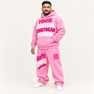 Ensemble sweat-shirt à capuche pour homme Rexfit Sports, imprimé rose floqué, streetwear, vêtements d'automne, 100% coton, tissu éponge français - Product Image 2