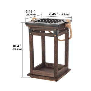 Farol de Madera Cuadrado de Estilo Vintage con Asa de Cuerda, Farol de Vela Rústico y Ecológico para Decoraciones de Ramadán MULTI CRAFT - Product Image 3