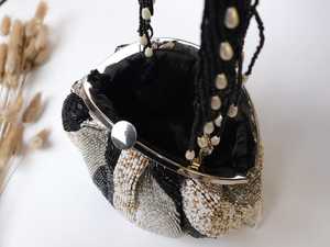 Pochette de soirée noire et argentée ornée de pierres, avec franges en cristal, sac à main de luxe pour mariée - Product Image 1