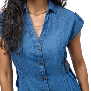 Premium Cotton Women Denim Shirt <b>Dress</b> Wholesale OEM ODM Factory Direct Supply - Product Image 4