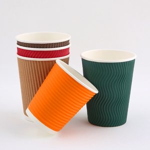 Gobelets en papier kraft jetables avec couvercles blancs, design à paroi simple/double/ondulée pour boissons chaudes, gobelets à café écologiques à emporter - Product Image 4