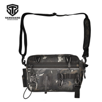 Sac banane tactique de pêche MC noir avec sangle réglable, capacité 10-19L, en polyester, à libération rapide, respirant, pour activités de plein air