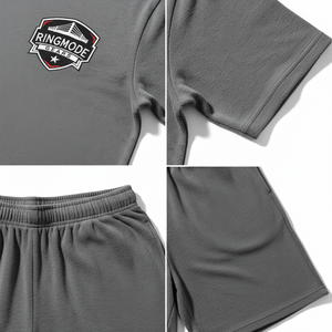 Ensemble T-shirt et short décontracté d'été pour homme, en coton éponge 100 % écologique, coupe classique, avec logo personnalisé, couleurs et tailles au choix - Product Image 3