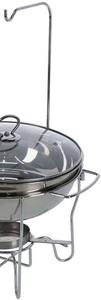 Plat à chafing rond en acier inoxydable avec couvercle en verre trempé et crochet, chauffe-plat portable pour buffets, traiteurs, fêtes et services à domicile - Product Image 4