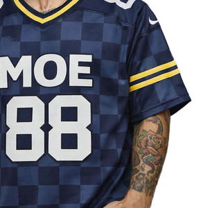 Maillot de football américain bleu nuit à carreaux, personnalisé, respirant, en polyester, pour équipe, tenue sportive tendance - Product Image 5