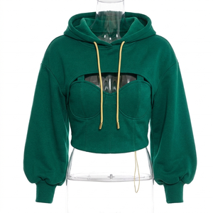 Sudadera con Capucha Personalizada de Moda para Mujer, Sexy, Lisa, Deportiva, Ecológica, de Forro Polar, de Invierno, con Mangas Farol, Casual, Talla Grande - Product Image 2