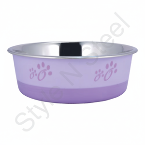 Cuencos de comida para mascotas antideslizantes de color púrpura claro al por mayor cuencos y comederos para mascotas de fusión unidos de plástico y acero inoxidable ecológicos - Product Image 1