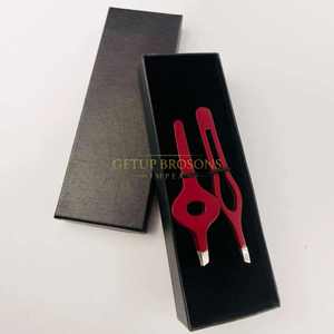 Pince à épiler en acier inoxydable rouge foncé de haute qualité, pointe fine, logo personnalisé, outils de beauté durables, légers et de précision - Product Image 4