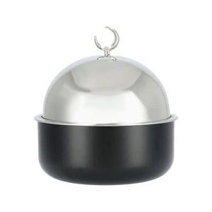 Calentador de Comida Metálico Estilo Árabe con Tapa, Vajilla de Primera Calidad, Cazuelas Redondas, Calentador de Comida para Mesa, Ollas Calientes - Product Image 1