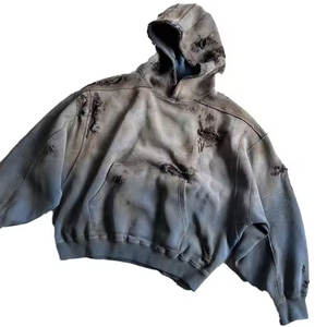 SPYTHER GEAR SPORTS Sweat à capuche ample à manches longues pour homme, en mélange de coton, style streetwear, effet vieilli - Haute qualité, respirant - Product Image 1