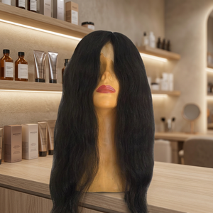 วิกผม Taz Hair BD Brazilian Remy แบบเต็มศีรษะพร้อมหน้าม้า  ไม่ต้องใช้กาว  พร้อมผมเบบี้แฮร์  ความยาวปานกลาง  ความหนาแน่น 150%  ขนาดมาตรฐานสำหรับฐานลูกไม้ - Product Image 4
