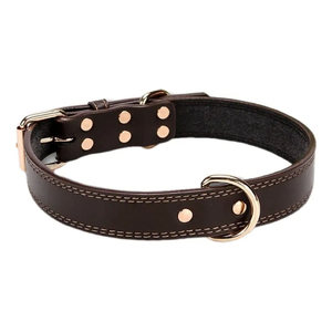 Collier pour chien en cuir véritable, robuste, réglable, avec boucle classique, anneau en D métallique, coutures renforcées, pour petits et moyens chiens - Product Image 2