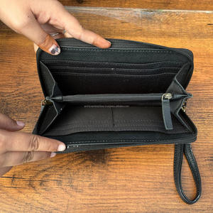 Diseño a cuadros Moda Nuevo Estilo Vintage Bolso y billetera con flecos a mano con muñequera Conjunto combinado de 2 piezas para mujer - Product Image 6