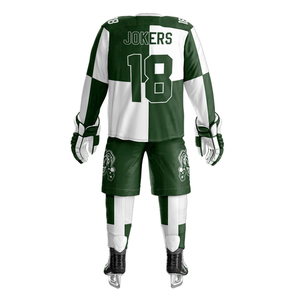 Conjunto de Jersey de Hockey sobre Hielo Jokers para Hombre, Manga Larga, Sublimado, Absorbente de Humedad, Corte Atlético, Verde y Blanco con Estampado de Personajes - Product Image 2