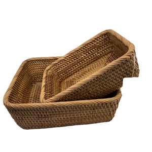 Wholesale Basic Model Natural Rectangle <b>Rattan</b> Tray Custom Size Handmade in Vietnam for Home Kitchen <b>Storage</b> and Decor - Product Image 1